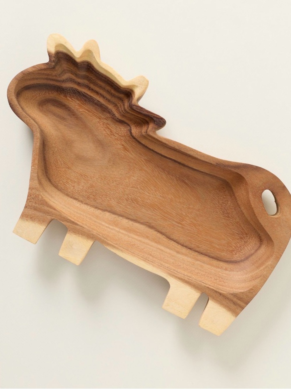 Anthropologie Carved Wood Serving Platter COW